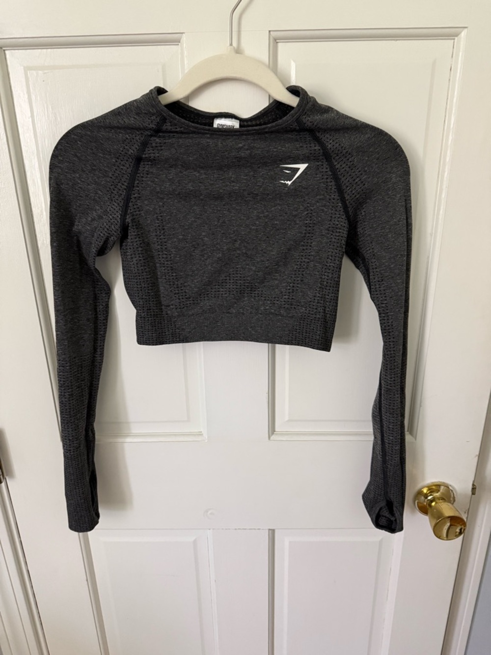 Gymshark Heather Charcoal Long Sleeve Crop Top